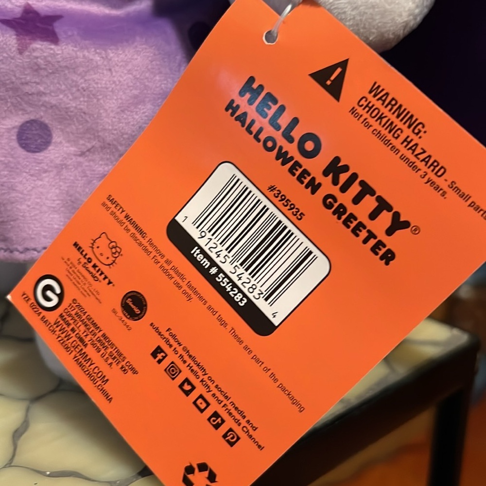 Hello Kitty by Sanrio NWT Adorable Plush Witch Vampire Halloween Greeter 2024 - Picture 7 of 7